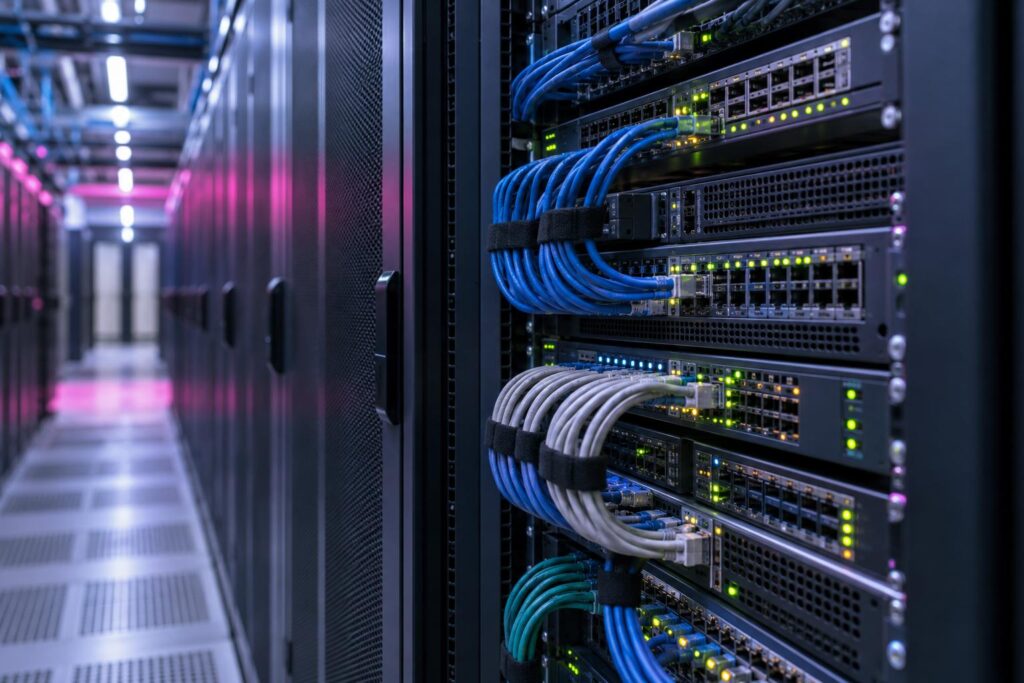 Limity zasobów na hostingu: transfer, vCPU i RAM w praktyce (grafika wygenerowana przez AI)