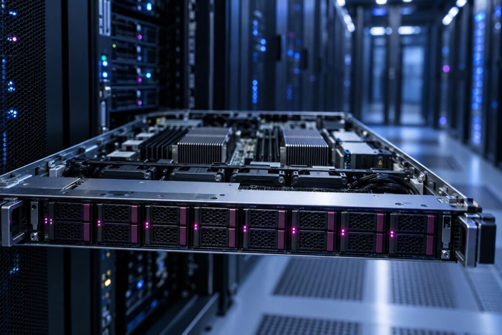 Hosting NVMe: kiedy szybki dysk naprawdę przyspiesza stronę, a kiedy nie (grafika wygenerowana przez AI)